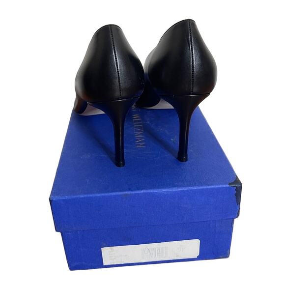 Stuart Weitzman Anny Black Stiletto Pump Leather Black New Size 9.5 - Picture 3 of 6